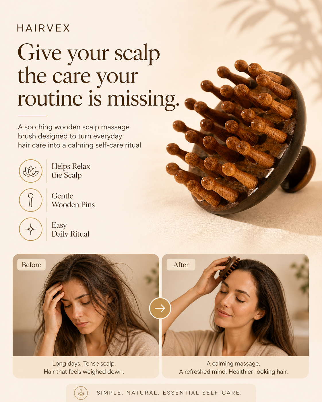 Wooden Scalp Comb